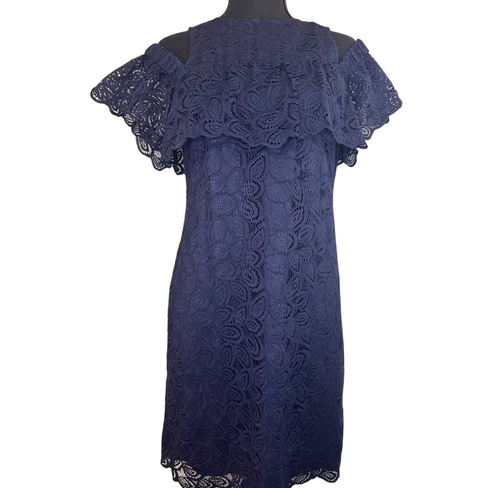 Ann Taylor Women's Navy Blue A-Line Lace Midi Dress Size 2